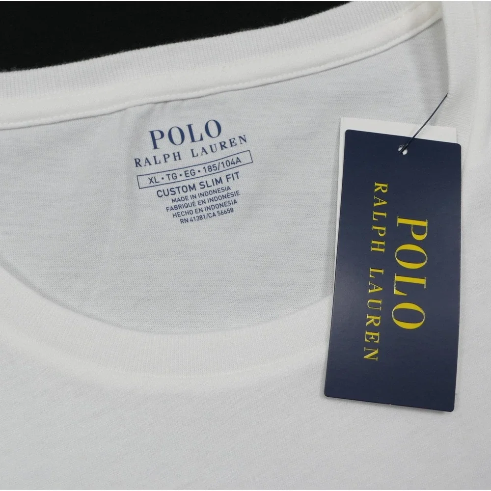 NEW Polo Ralph Lauren Mens XL Custom Slim Fit White T-Shirt Pony Logo NWT